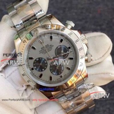 Perfect Replica Rolex Stainless Steel Daytona Watch 40mm Gray Face